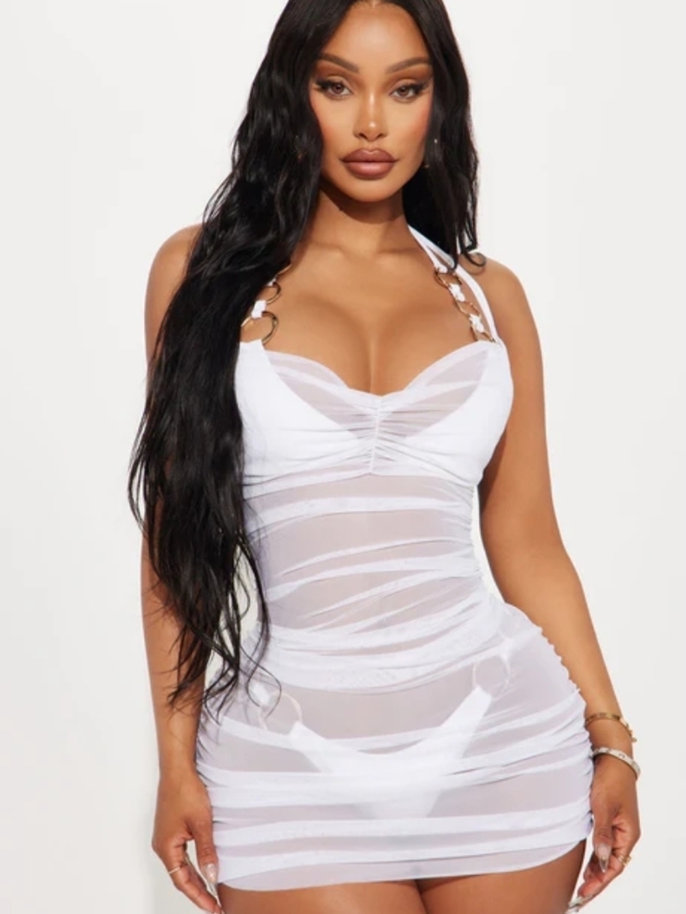 Fashion Nova White Sheer Halter Top